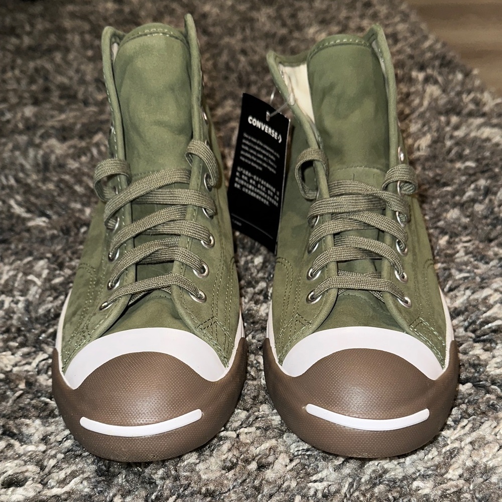 New Converse Jack Purcell Mid in Olive Green / Army Green Gum - Picture 4 of 14